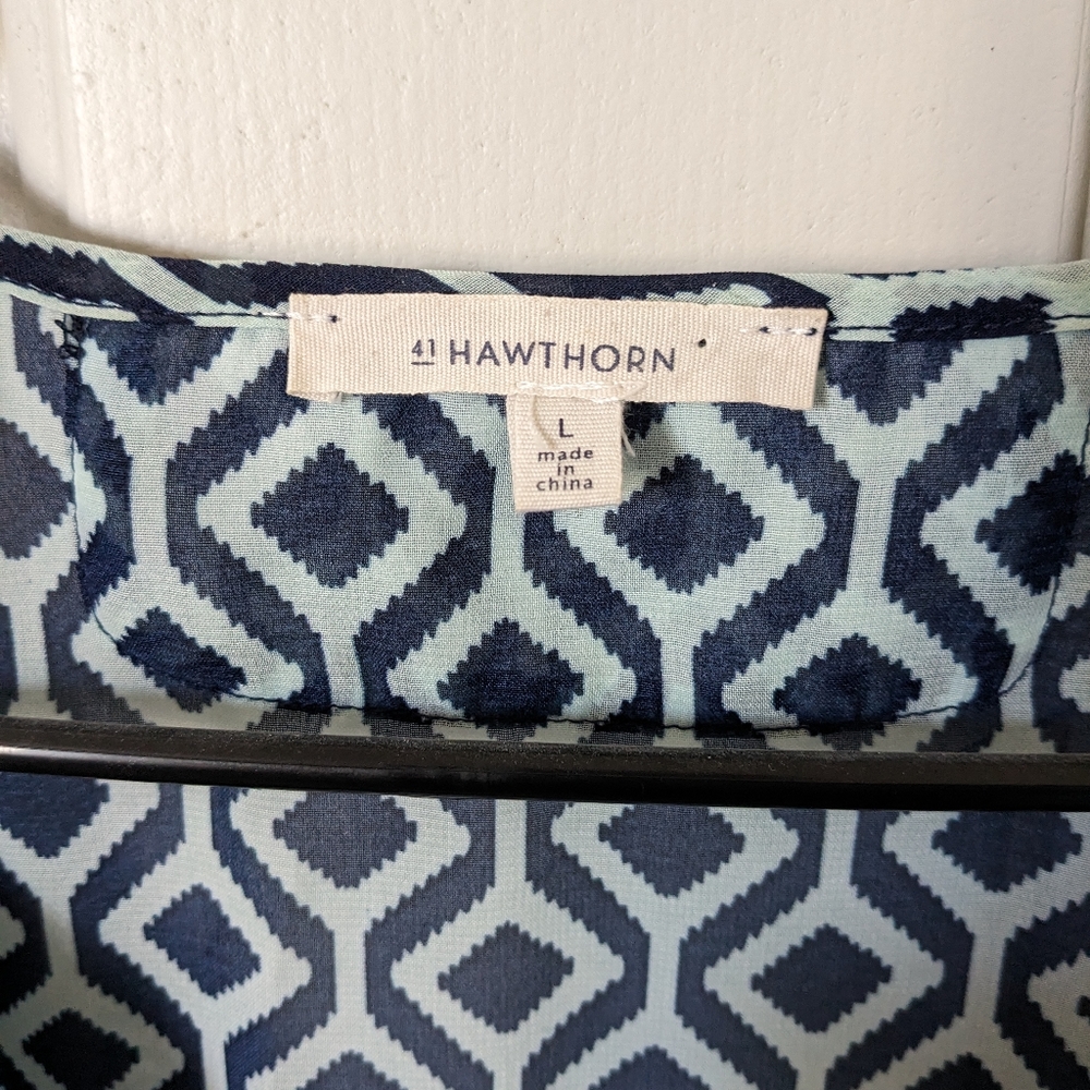 📦Bundle for$5! 41Hawthorn navy mint sheer patt blouse w camisole lining sz L - Picture 4 of 6